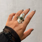 925 Sterling Silver Green Tourmaline Raw Uncut Molten Textured Statement Handcrafted Ring
