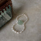 Natural Crystal Stretchy Fresh Water Pearl & Green Aventurine Heart Rings