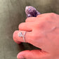 925 Sterling Silver Random Hammered Sleek Heart Charm Stack Band Ring