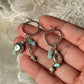 925 Sterling Silver Larimar , Turquoise , Dalmatian Jasper With Paper Clip Chain, Handcrafted Rustic Hoops Earrings