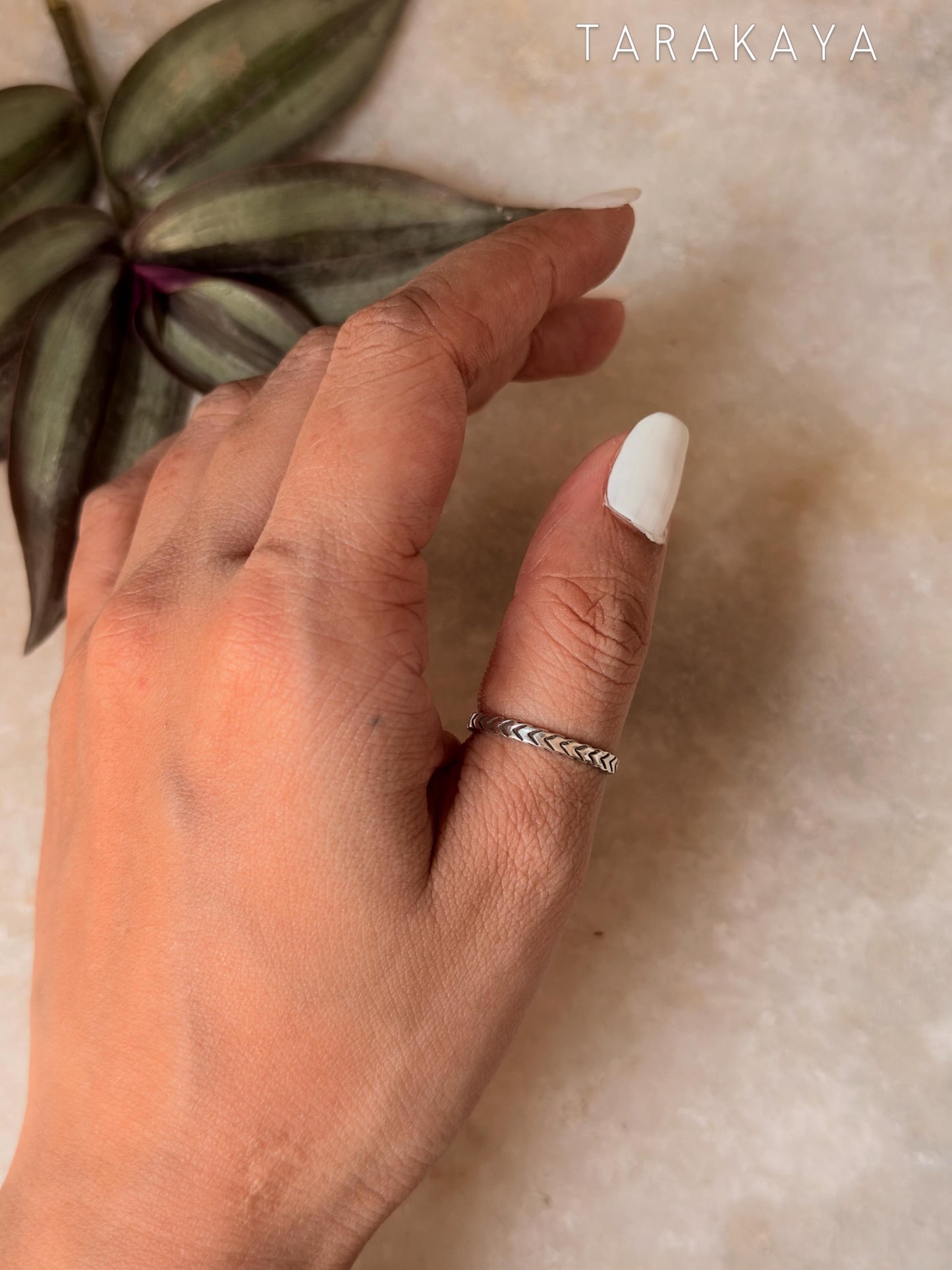 925 Sterling Silver V Engraved Tribal Boho Stackable Daily Wear Ring