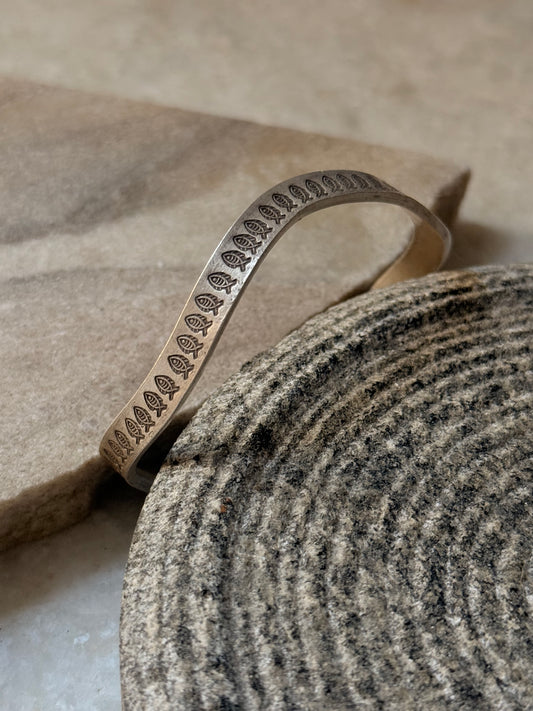925 Sterling Silver Antique Hill Tribe Handcrafted Adjustable Kada