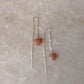 925 Sterling Silver Peach Moonstone Heart Threader/Sui Dhaga Earrings