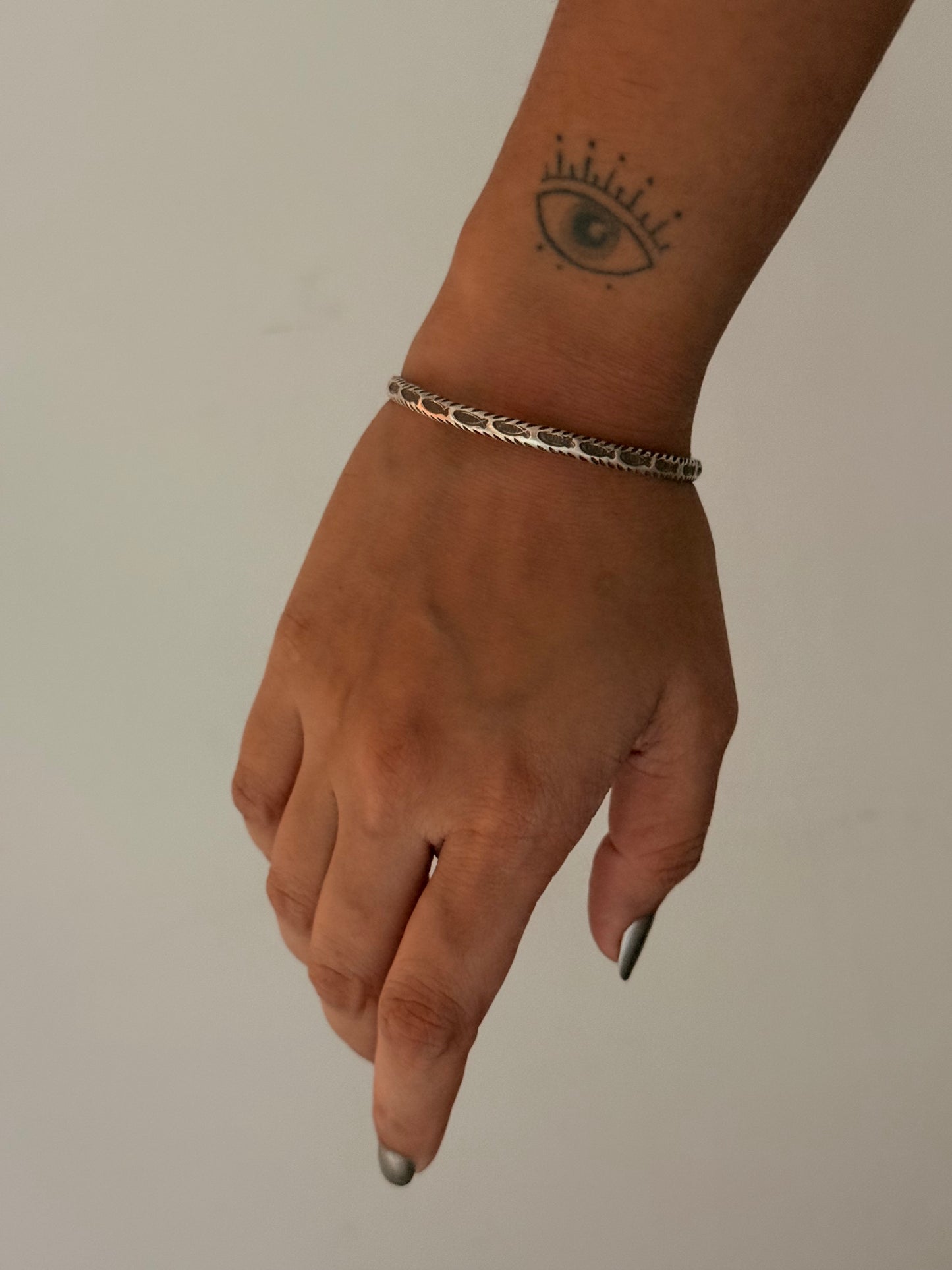 925 Sterling Silver Antique Hill Tribe Handcrafted Matsya Adjustable Kada