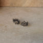 925 Sterling Silver Antique Plain Oxidised Boho Studs Earrings