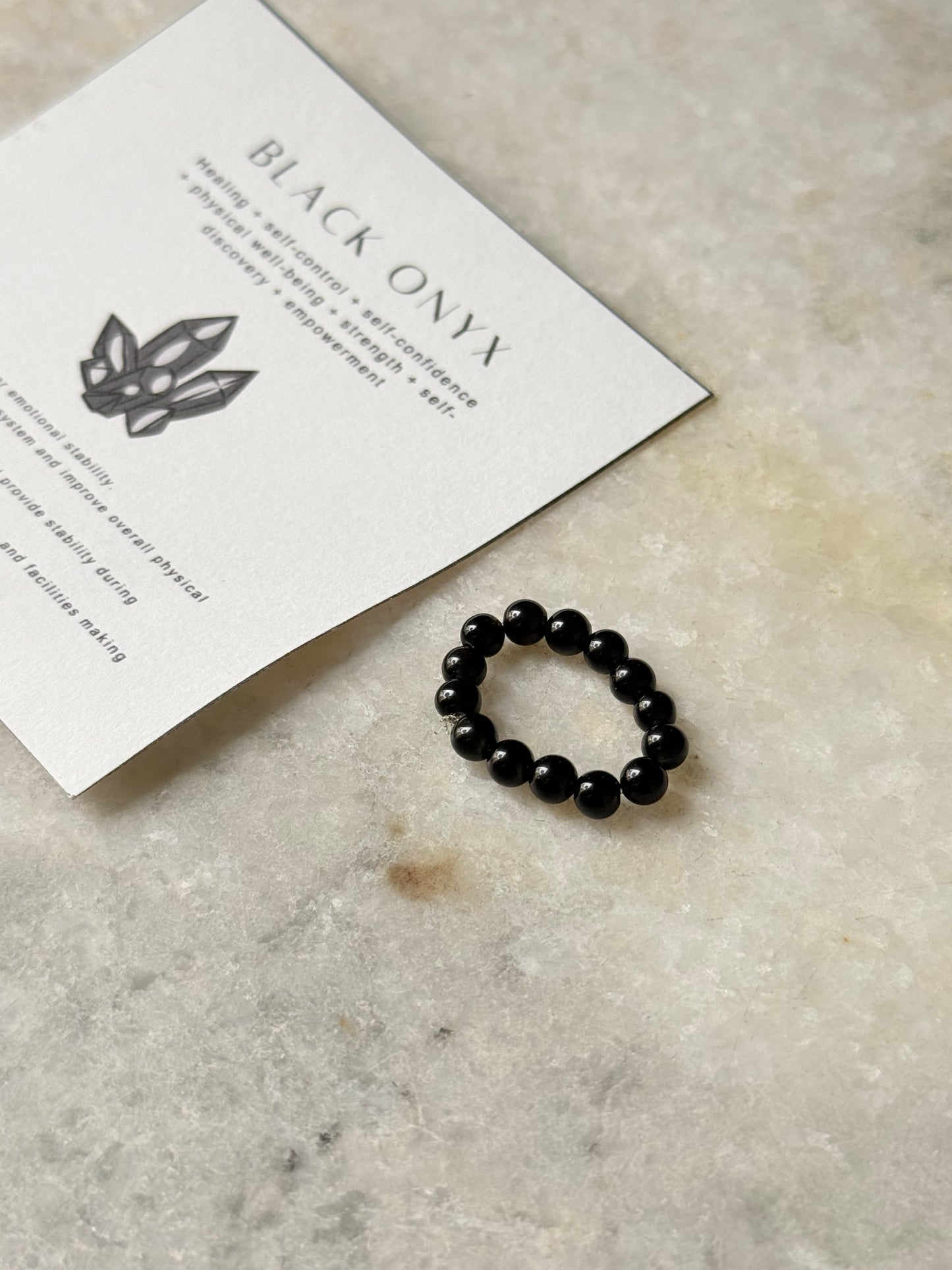 Black Onyx 4MM Crystal Stretchy Rings