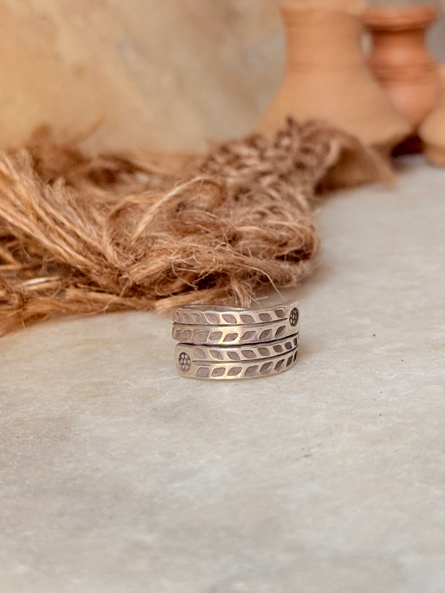 925 Sterling Silver Bohemian Hill Tribe Handcrafted Adjustable Ring
