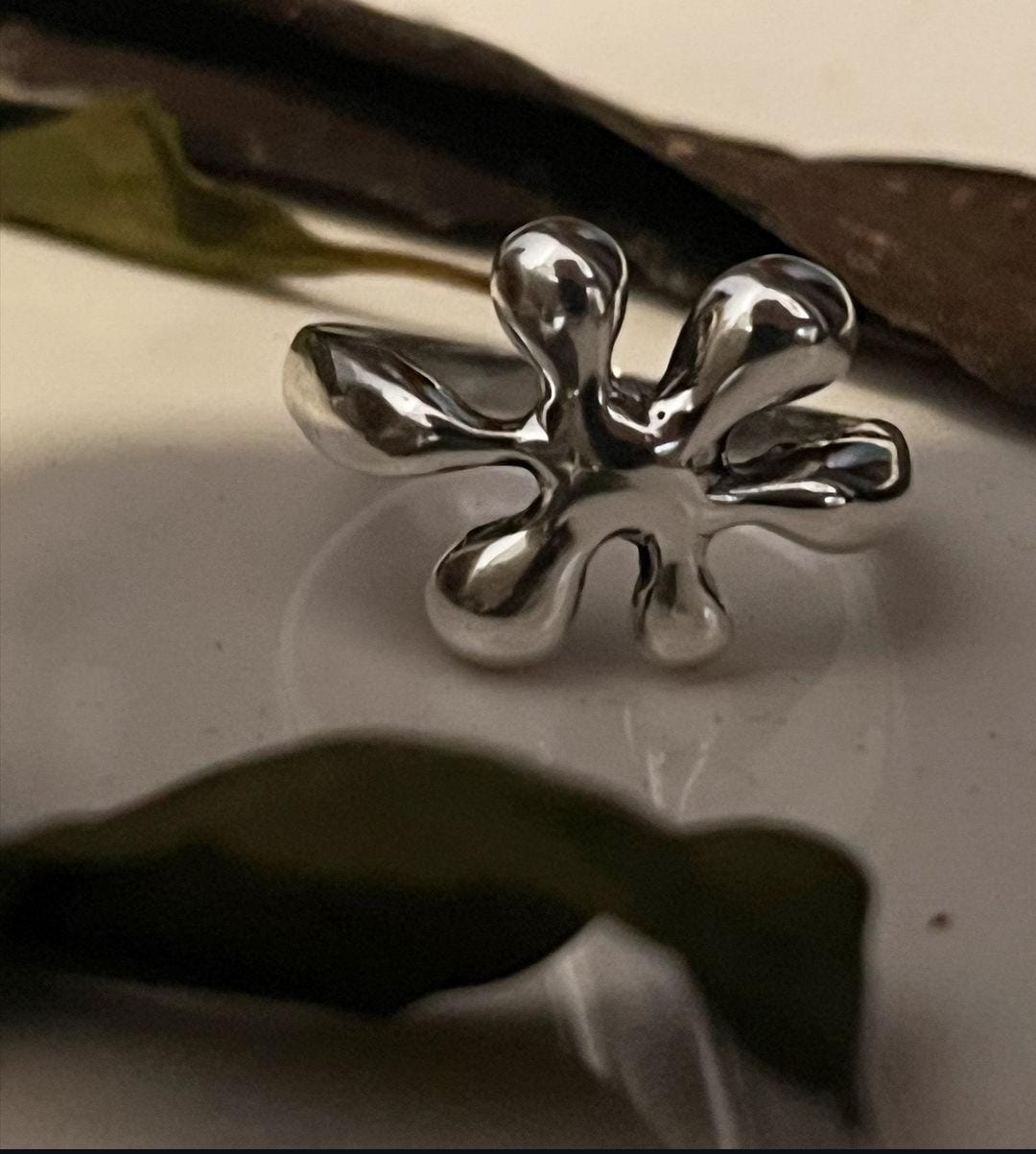 Molten Drip Ring in Sterling Silver for Artistic and Modern Appeal