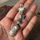 925 Sterling Silver Baroque Pearls, Aqua Chalcedony, Faux Turquoise Statement Handcrafted One of a Kind Pendant