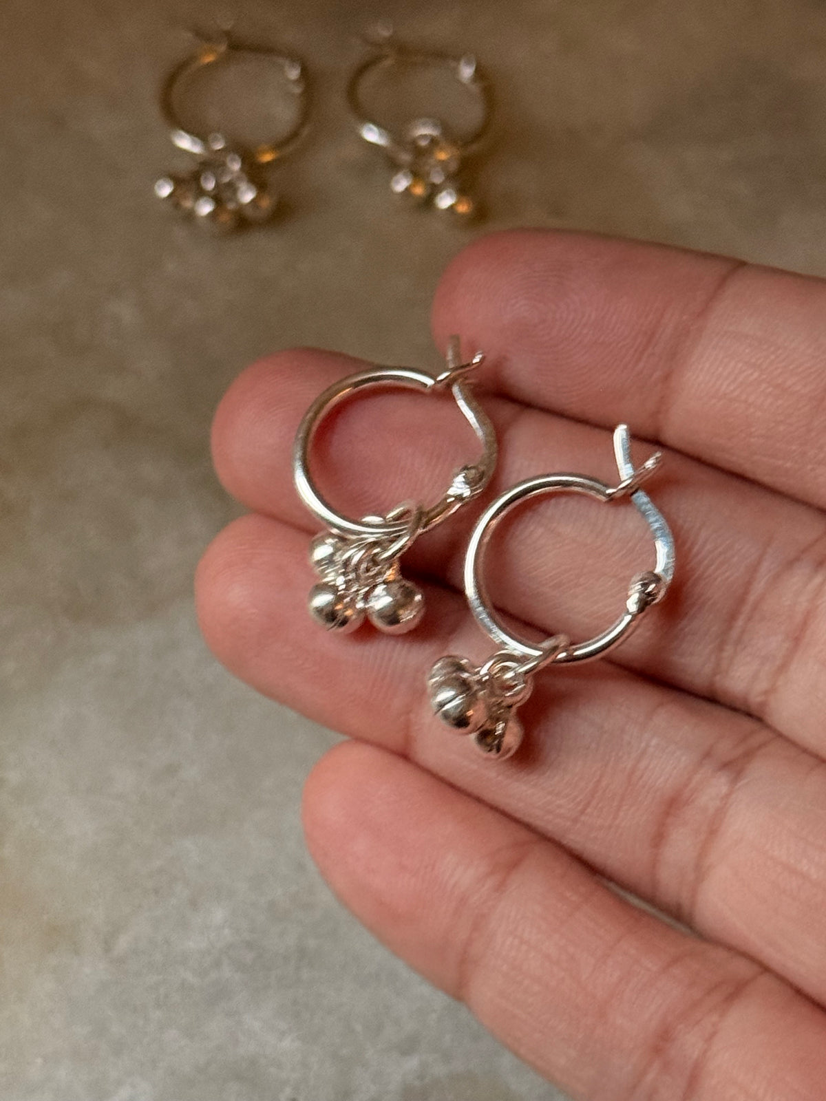 925 Sterling Silver Handcrafted Tribal Ghungroo Small Hoops Mandali Earrings