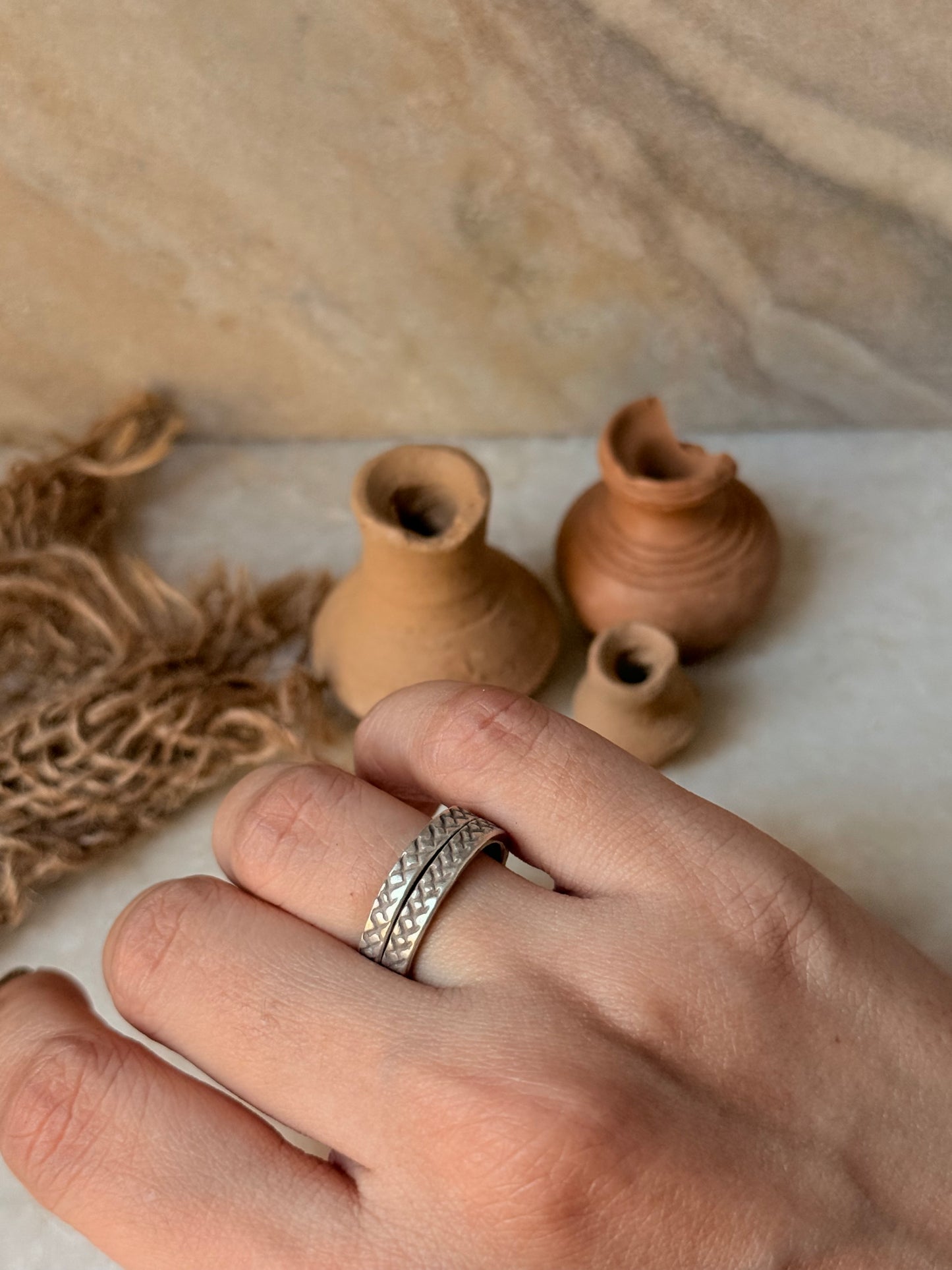 925 Sterling Silver Bohemian Hill Tribe Handcrafted Adjustable Ring