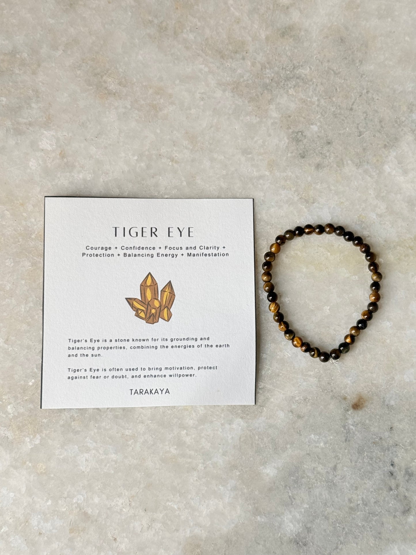 Natural Crystal Tiger Eye Plain Round 4MM Bracelet