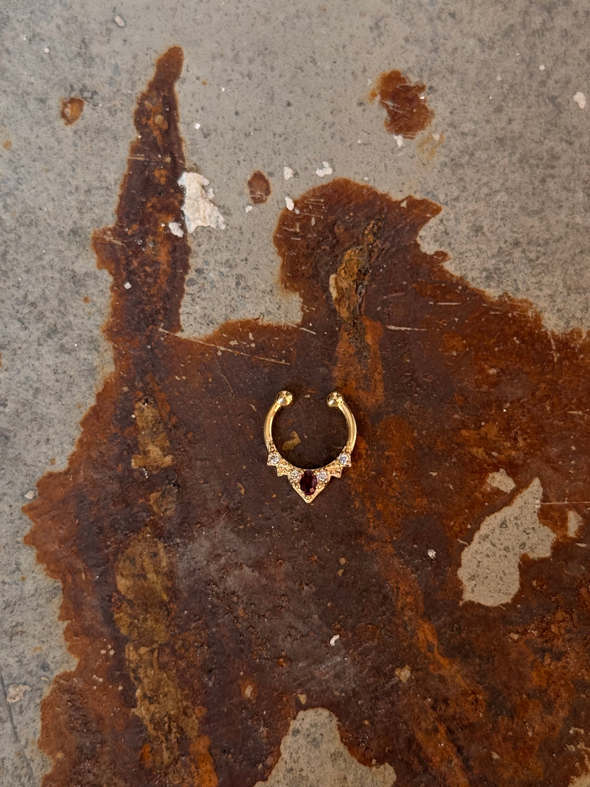 925 Sterling Silver Gold Vermeil Pink Cz Septum Clip ons