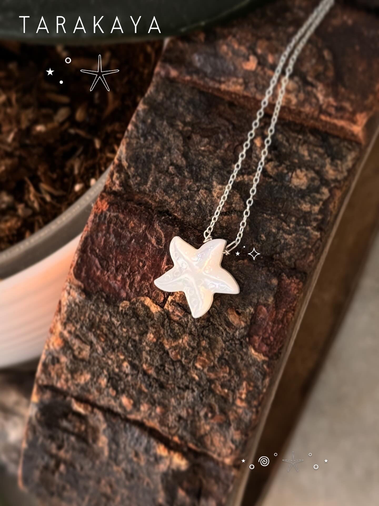 925 Sterling Silver Mother of Pearl Starfish Handcrafted Necklace