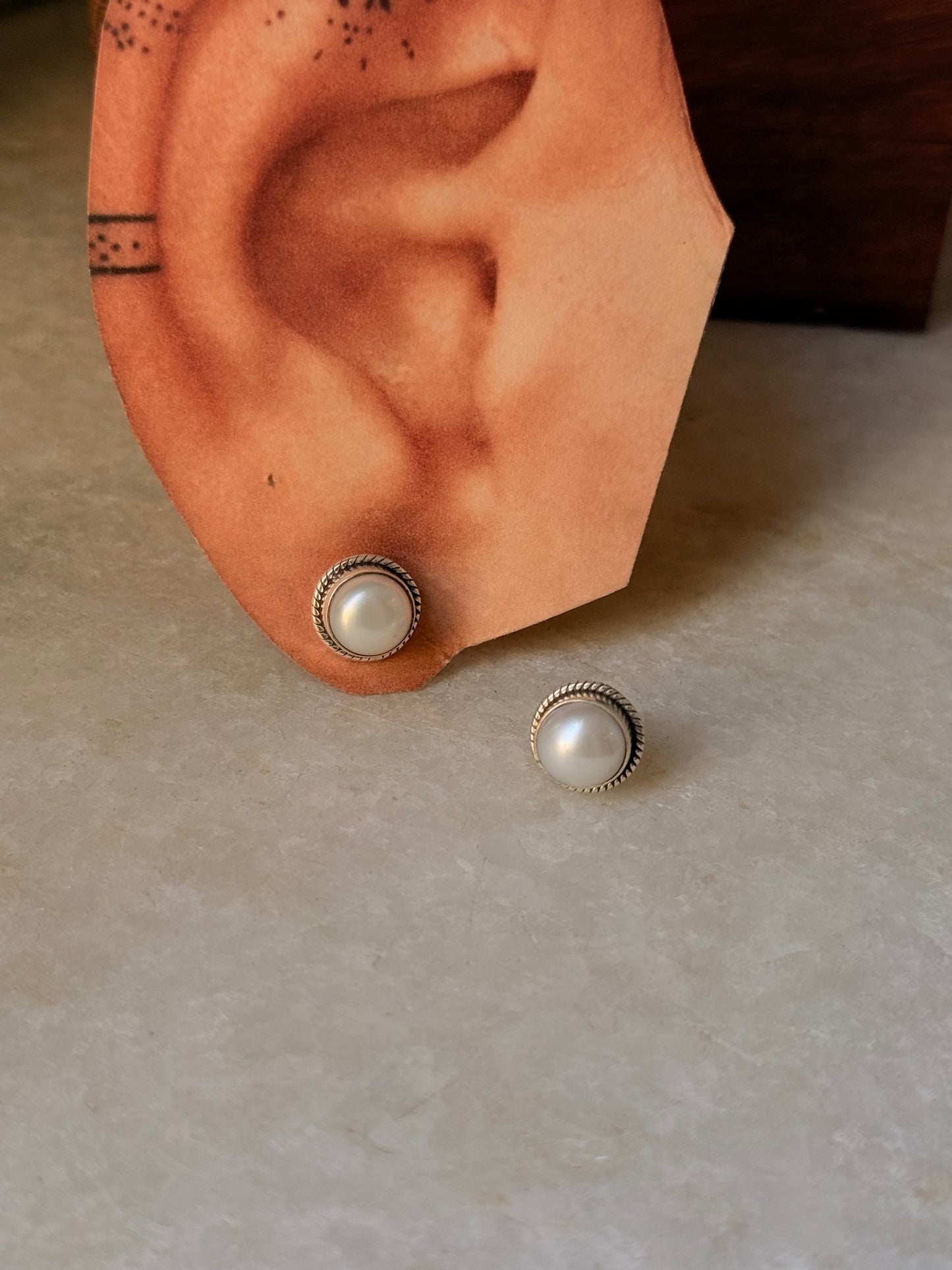 925 Sterling Silver Classic Fresh Water Pearl Round Studs Daily Wear Earrings