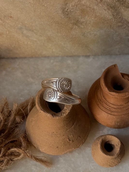 925 Sterling Silver Bohemian Hill Tribe Handcrafted Adjustable Ring