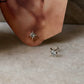 925 Sterling Silver North Star Blue Topaz Studs Earrings