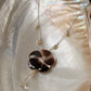 925 Sterling Silver Brown Mother Of Pearl Flower Carved , Fresh Water Pearls Charms & Clear Quartz Drop Handcrafted Dainty Necklace