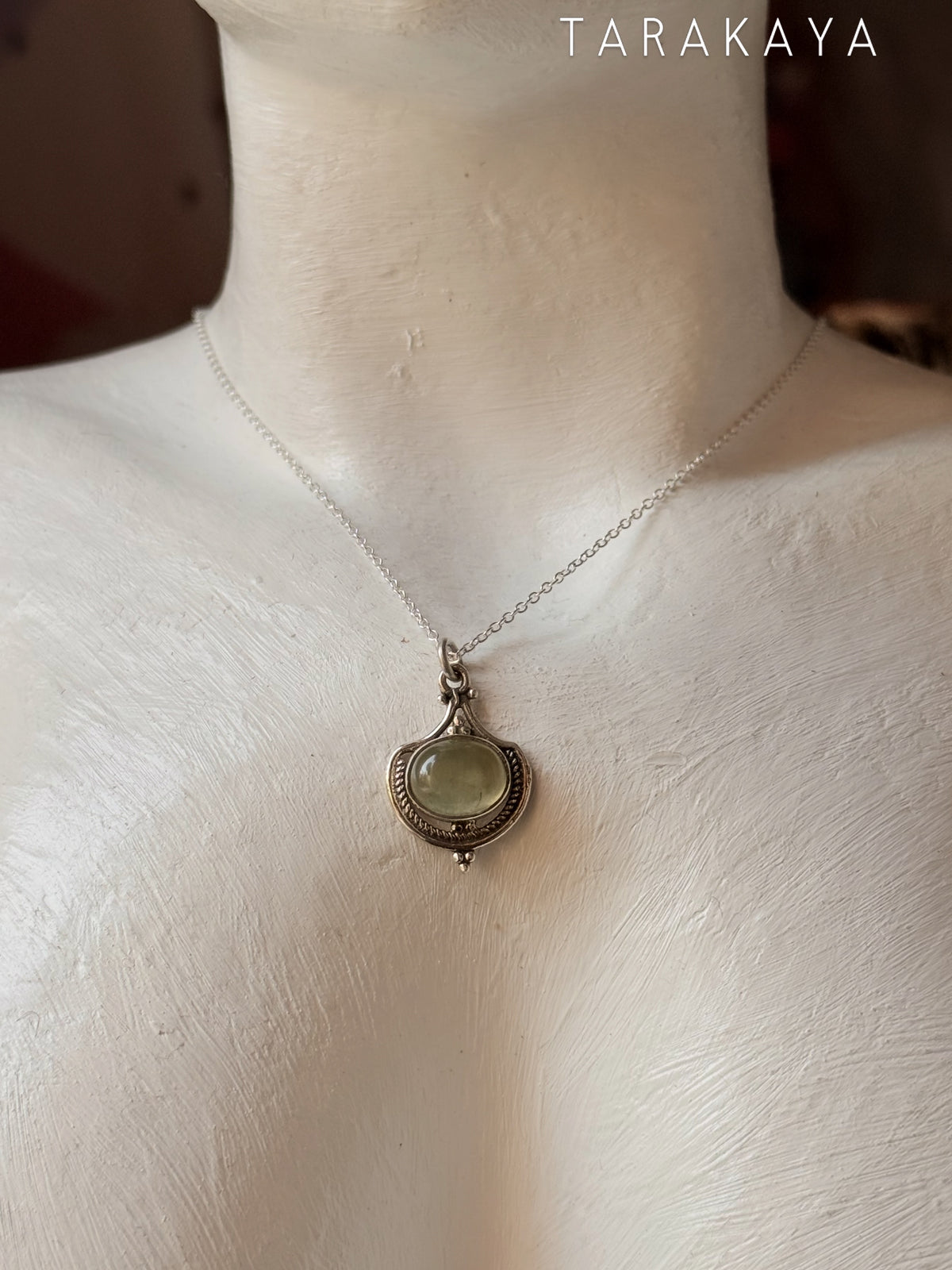 925 Sterling Silver Prehnite Boho Rawa Handcrafted Necklace