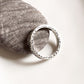 Boho-inspired tribal engraved side band ring in sterling silver