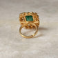 925 Sterling Silver Gold Plated Green onyx , Antique Moissanite Polki Adjustable Ring