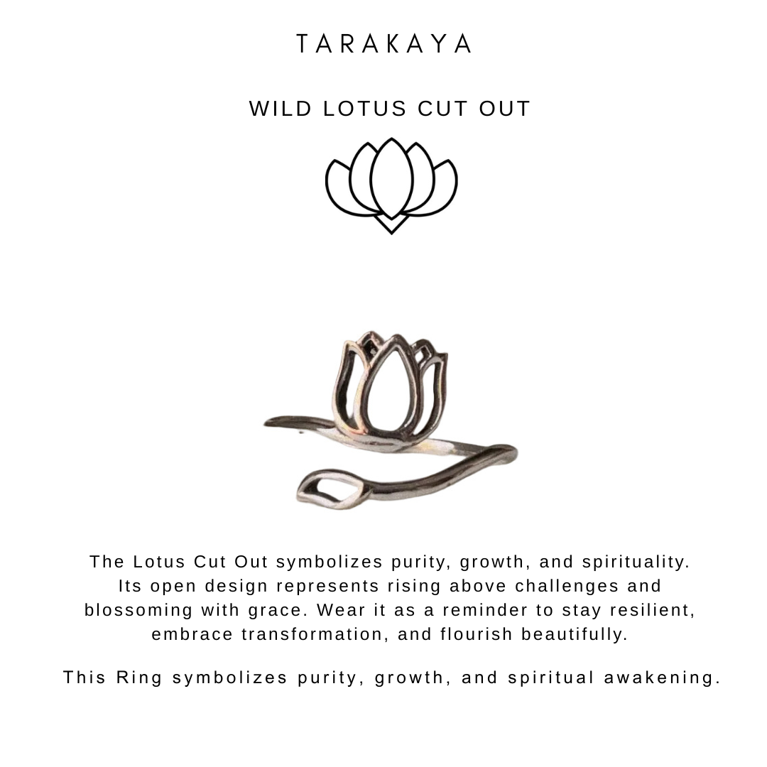 925 Sterling Silver Lotus Cut Out Minimal Boho Adjustable Ring
