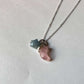 925 Sterling Silver Rose Quartz Moon, Aquamarine Star and Fresh Water Pearl Handcrafted Dainty Necklace