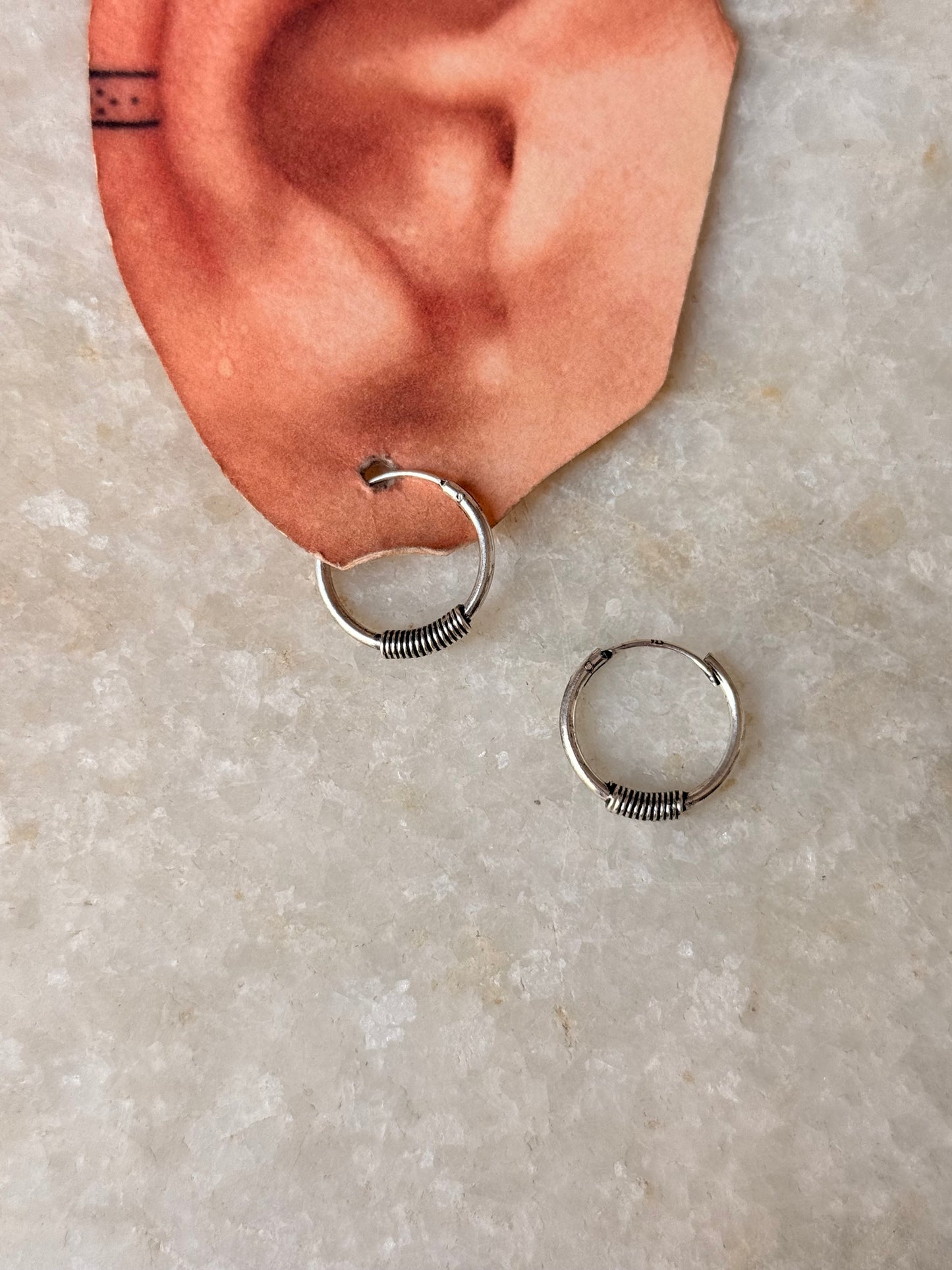 925 Sterling Silver Oxidised Wire Wrap Hoops