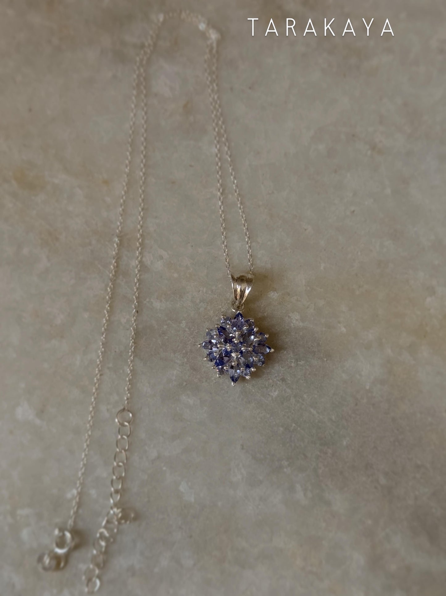 925 Sterling Silver Tanzanite big Flower Statement Pendant