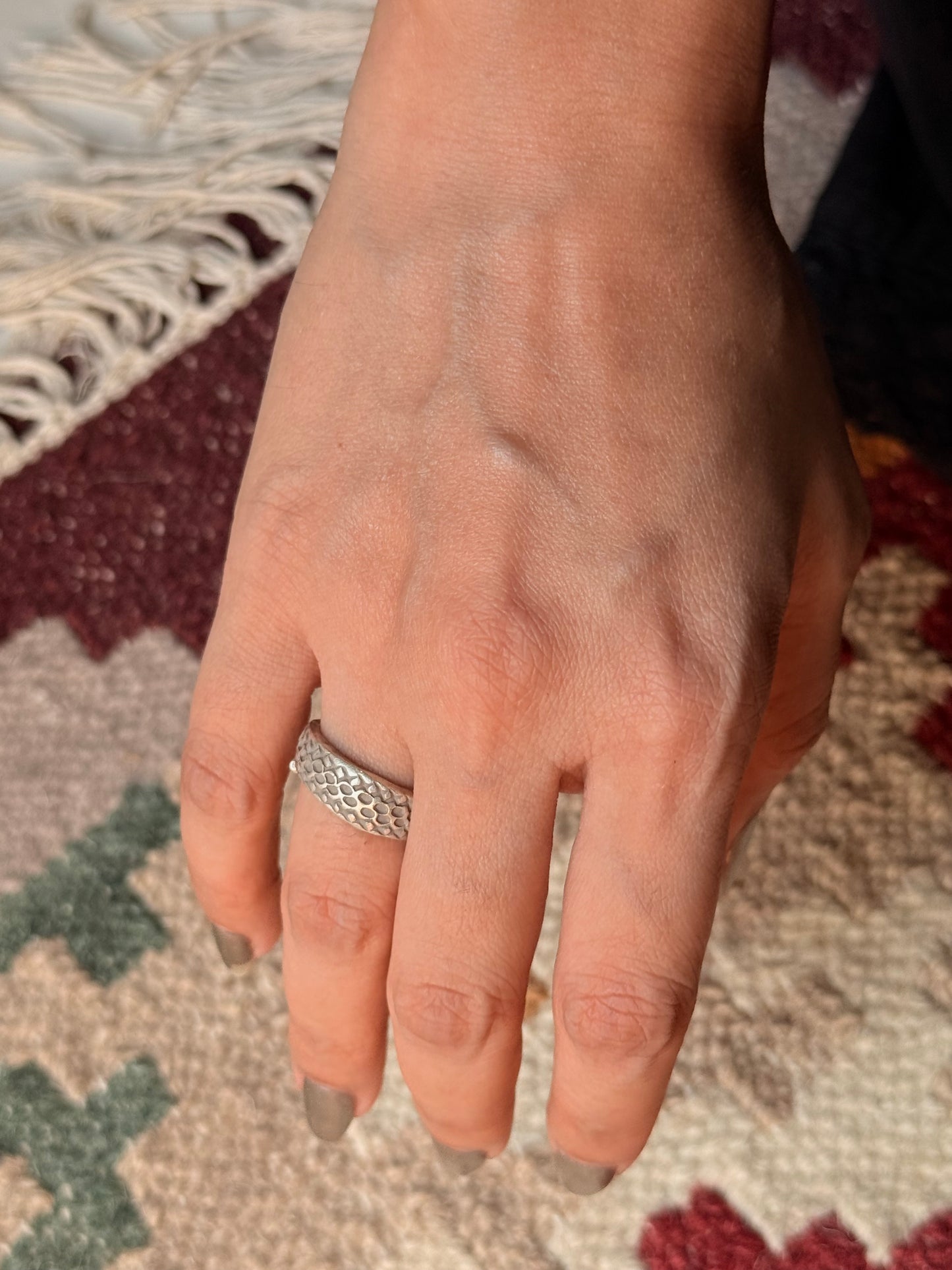 925 Sterling Silver Bohemian Hill Tribe Serpent Aura Band Handcrafted Adjustable Ring