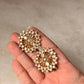 Floral Moissanite Polki Earrings in 925 Sterling Silver with Gold Plating