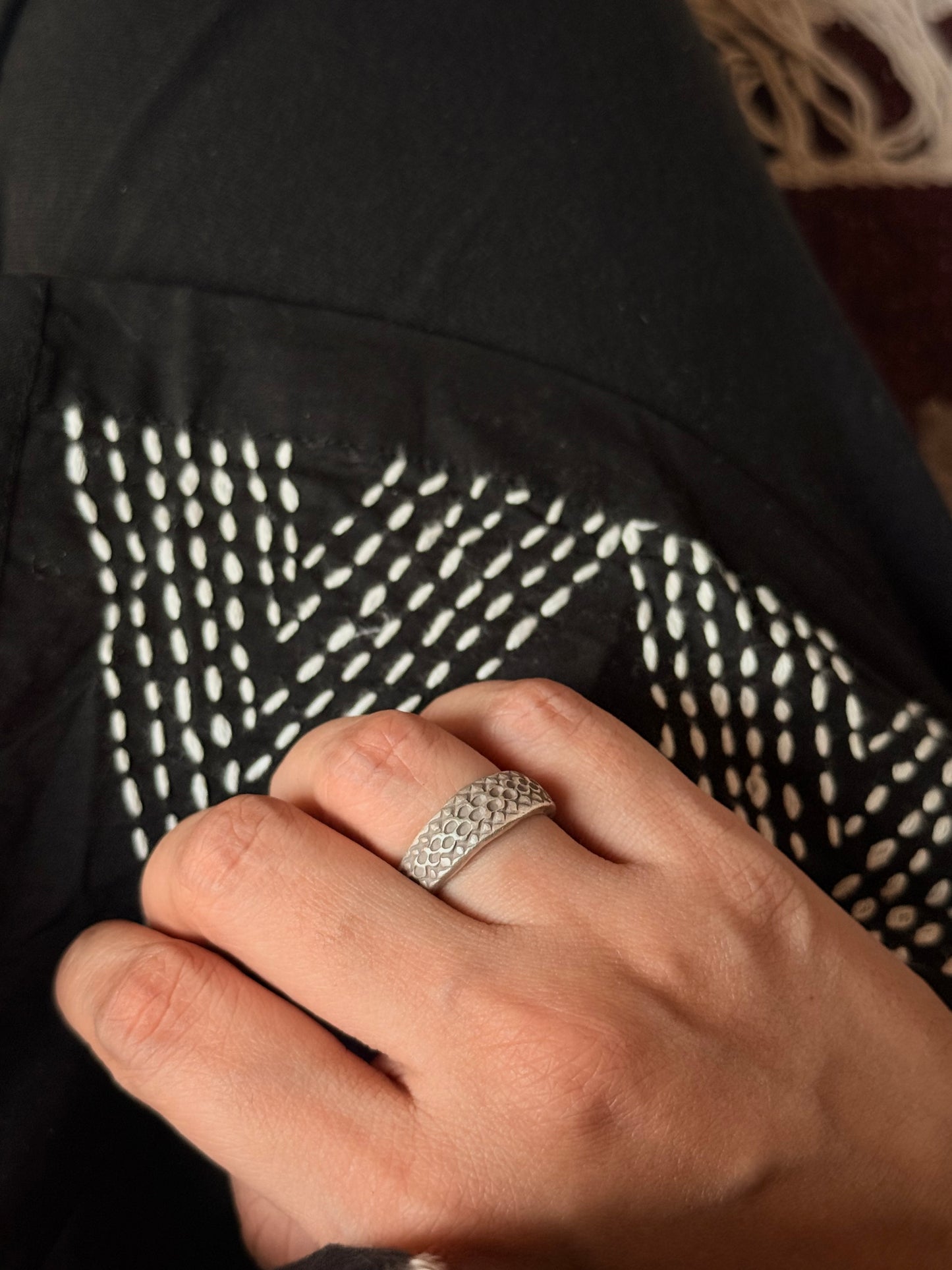 925 Sterling Silver Bohemian Hill Tribe Serpent Aura Band Handcrafted Adjustable Ring