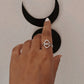 Sleek and modern duality silver ring with complementary shapes