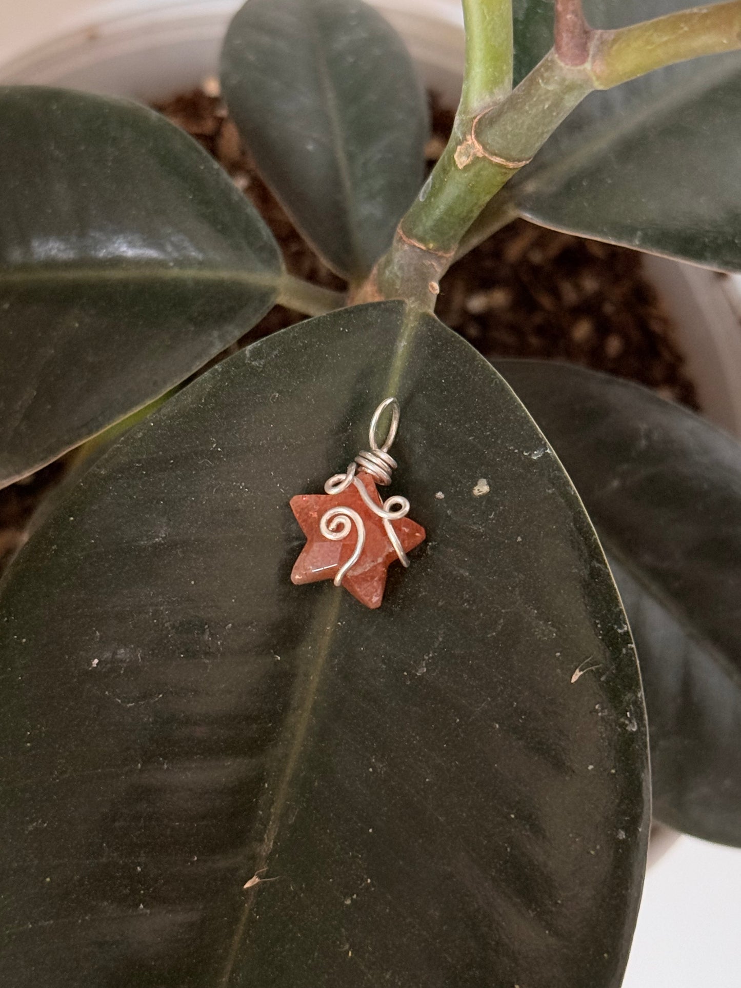 925 Sterling Silver Sunstone Star Wire Wrapped Handcrafted Pendant