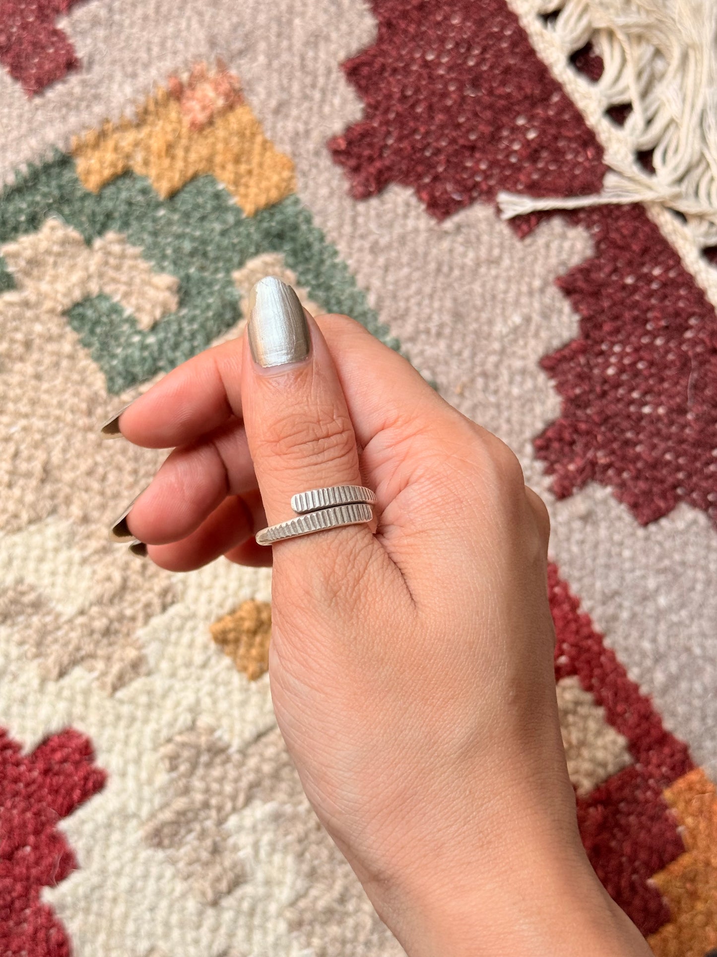 925 Sterling Silver Bohemian Hill Tribe Handcrafted Adjustable Ring