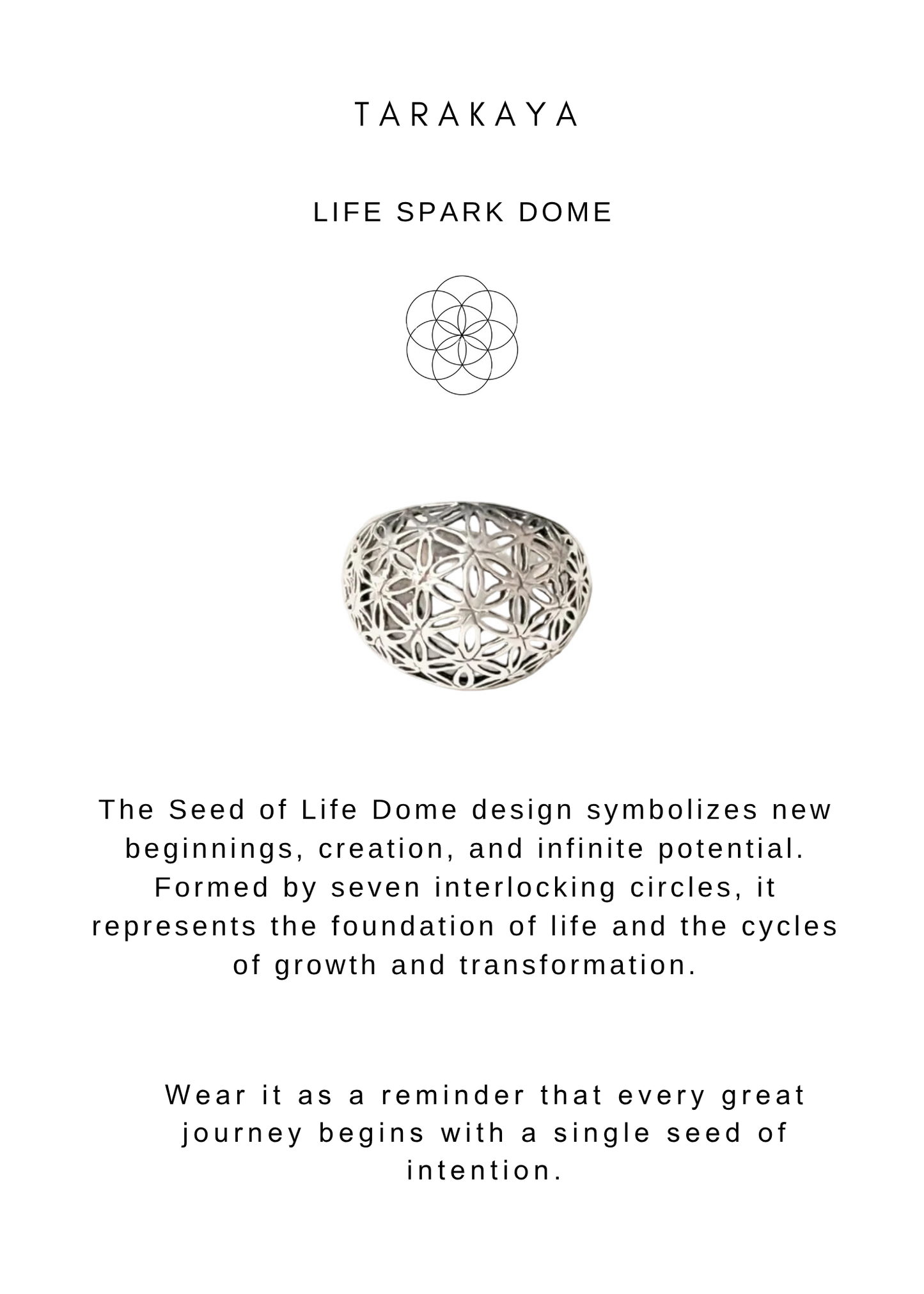 925 Sterling Silver Boho Seed Of Life Dome Ring