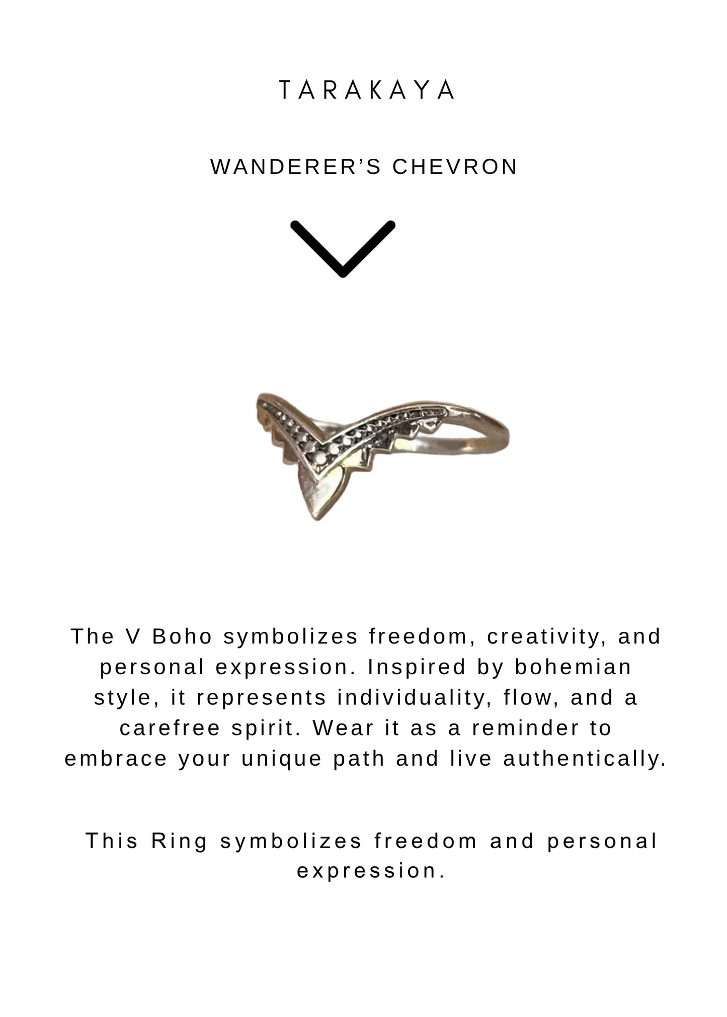 925 Sterling Silver Tribal V Boho / Chevron Stack Ring