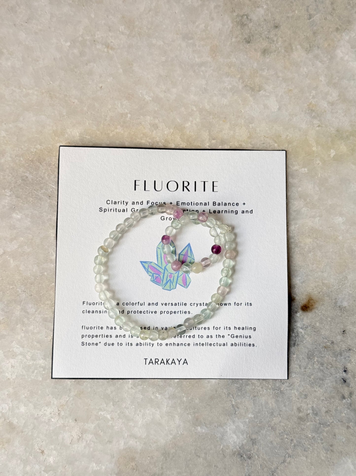 Natural Crystal Fluorite 4mm Stretchy Rings & Bracelet