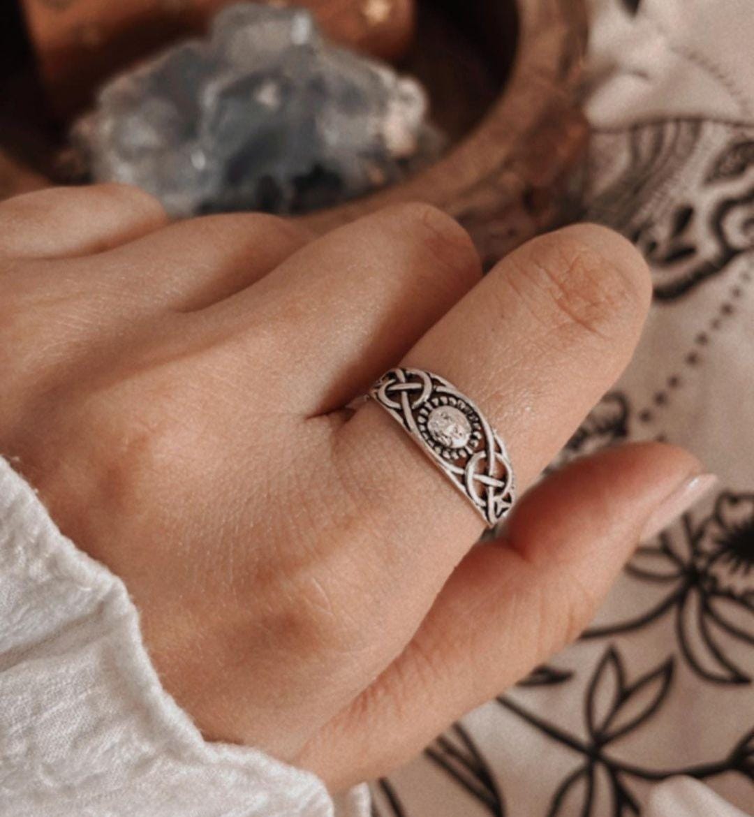 Surya Celtic knot sterling silver ring