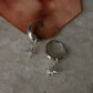 925 Sterling Silver Blue Topaz North Star Removable Charm -Plain Huggies/ Small Hoops
