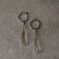 925 Sterling Silver Clear Quartz Drop Carved Charm Italian Hoops Handcrafted