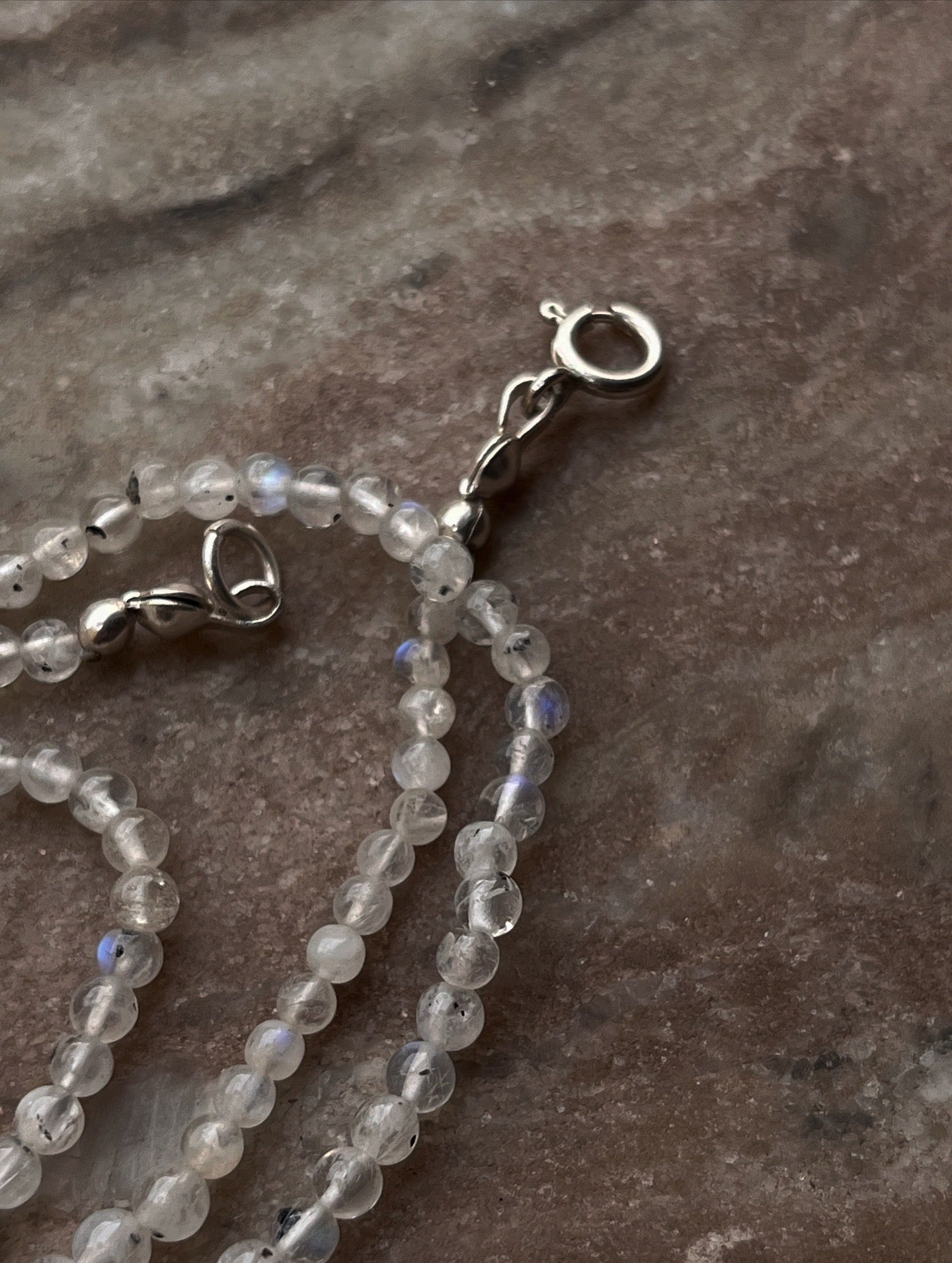 Elegant Plain Round Moonstone Sterling Silver Necklace