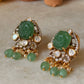 925 Sterling Silver Gold Plated Green Onyx Studs Earrings