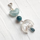 Handmade Charm Necklace with Quartz Moon, Aquamarine Butterfly & Apatite in Sterling Silver  