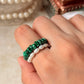 Natural Crystal Stretchy Malachite Flat 3-4mm & Fresh Water Pearl Rings