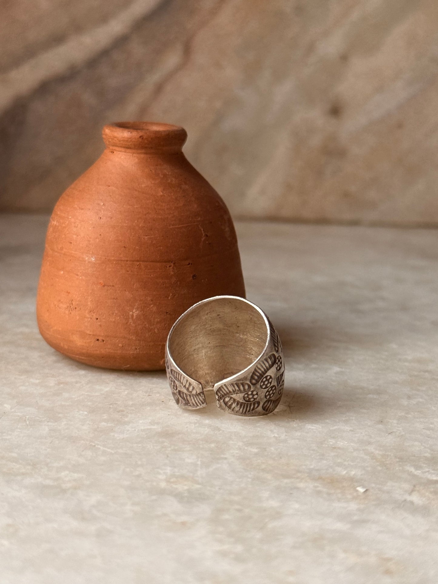925 Sterling Silver Bohemian Imported Handcrafted Tribal Dome Adjustable Ring