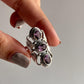 Sterling Silver Amethyst 3 Stone Statement Ring