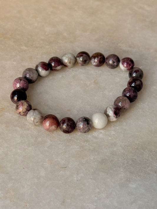 Natural Crystal AA Pink Tourmaline 8mm Bracelet