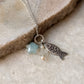 925 Sterling Silver Fish, Grey Moonstone Heart , Fresh Water Pearls and Aquamarine Star Necklace