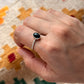 925 Sterling Silver Star Black Onyx Oval Engraved Adjustable Ring